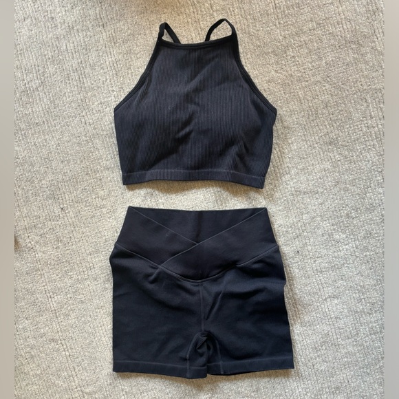 2 SETS! JoyLab Sports Bra Bike Shorts Leggings Yoga S Small Target Tops Halter - Picture 3 of 5